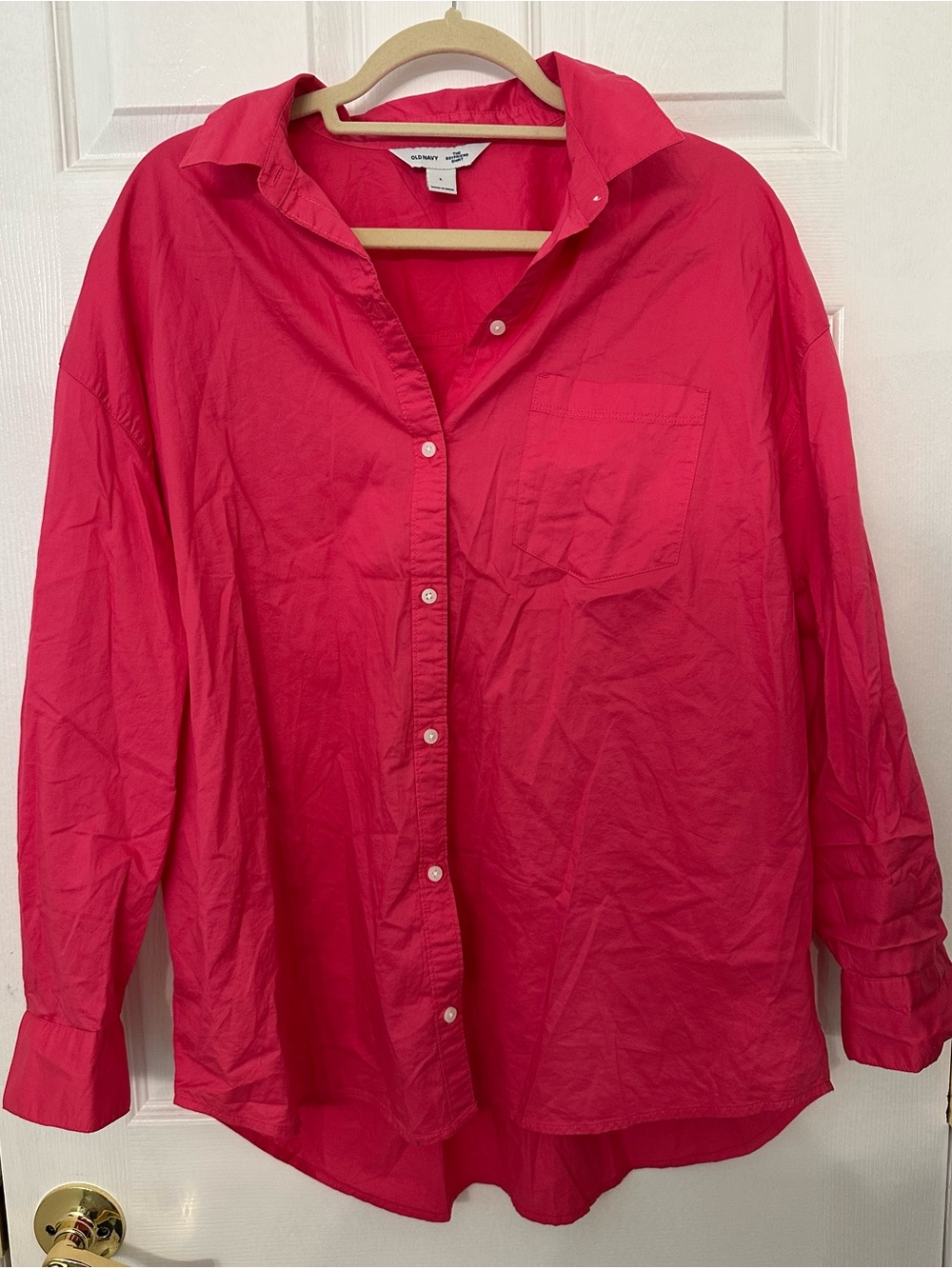 Old Navy The Boyfriend‎ Shirt Pink Cotton Button Down Long Sleeve Large